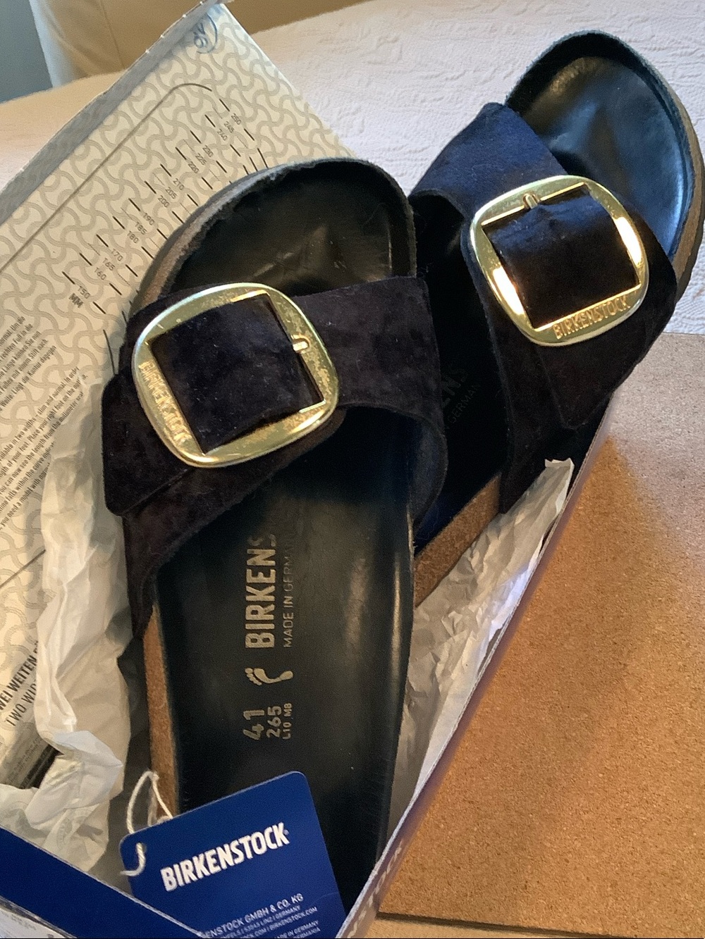 Birkenstock Black Velvet Madrid Big Buckle - Sz 41 Narrow Fit w/Box
